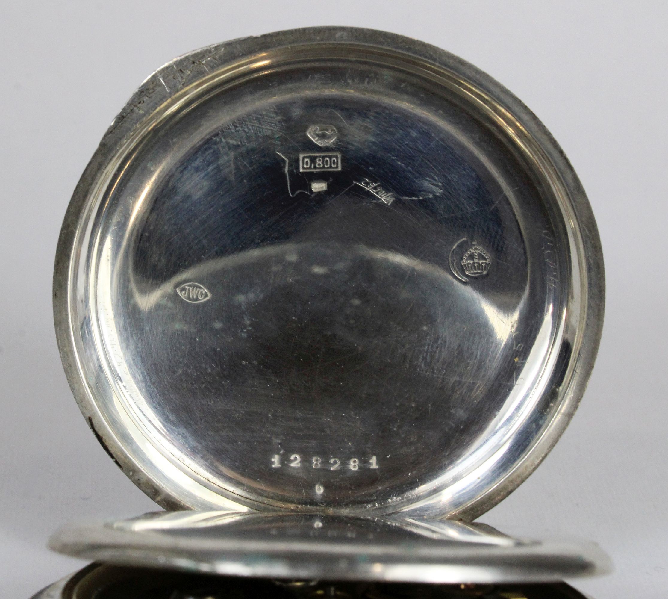 JWC / UHRENFABRIK VON J. RAUSCHENBACH, IWC Schaffhausen Herrentaschenuhr, 1895, 800er Silber, Punze - Image 5 of 5