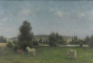 August Rixen (deutsch, 1897 - 1949), Landschaft, Öl auf Hartfaserplatte, unten rechts signiert, Lic