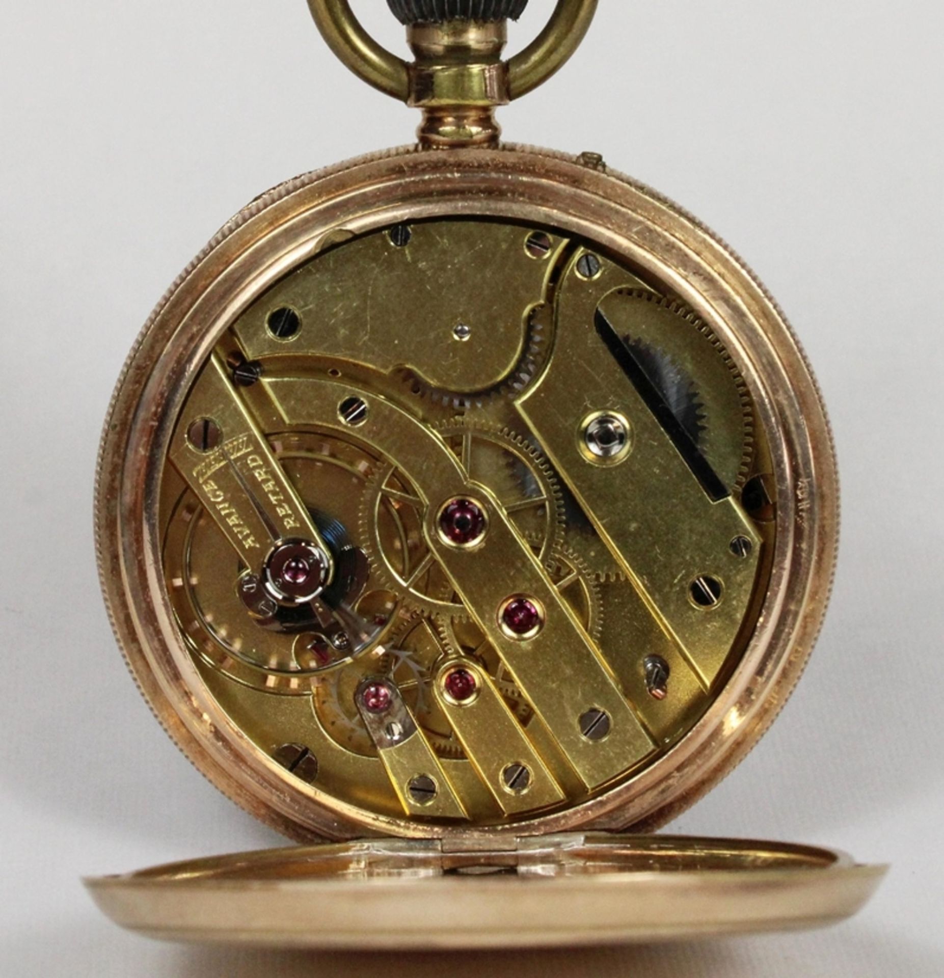 P.T DuBois et fils Locle Herrentaschenuhr, Staubklappe und Verschlusskappe aus Gold, sonst Golddoub - Bild 3 aus 5