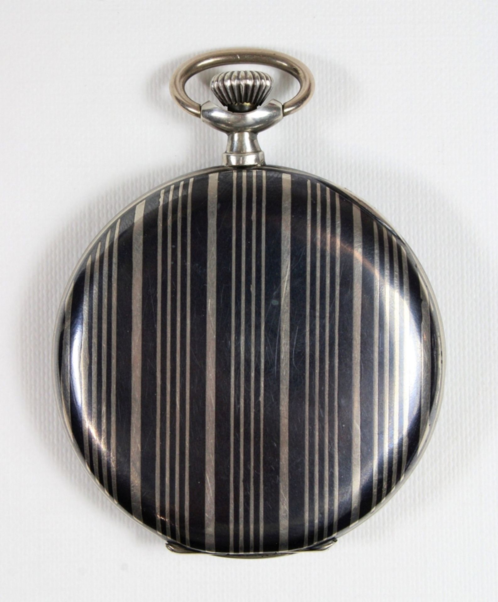 Silberne Herrentaschenuhr, 800er Silber, Punze: Halbmond und Krone, in Nielotechnik, Modellnummer: - Bild 3 aus 3