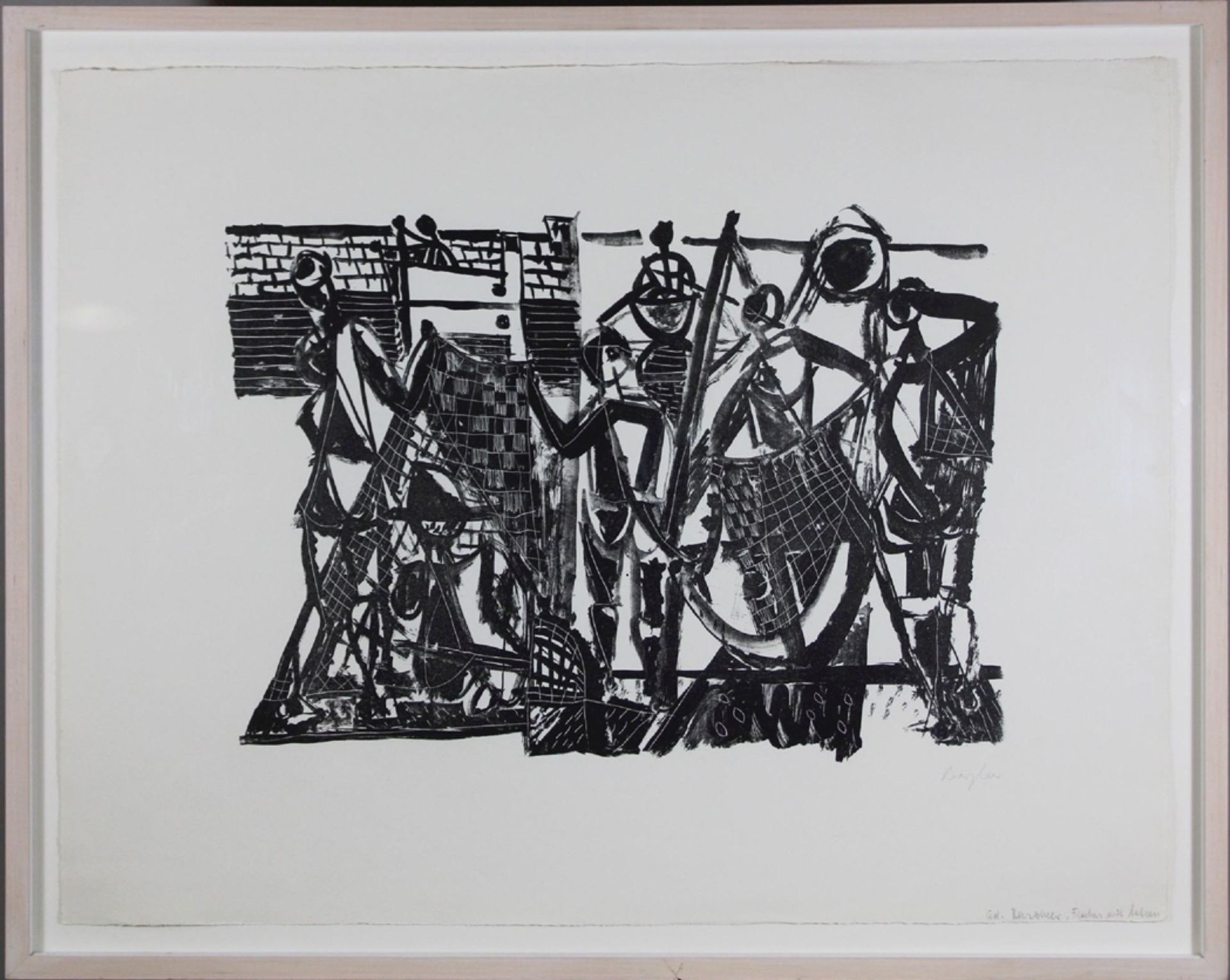 Eduard Bargheer (deutsch, 1901 - 1979), Fischer mit Netzen, 1955, SW-Lithographien auf Velin, unte - Bild 2 aus 3