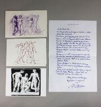 Konvolut 4 Tl., Arno Breker (deutsch, 1900 - 1991), bestehend aus: drei Postkartenentwurfe, zwei da