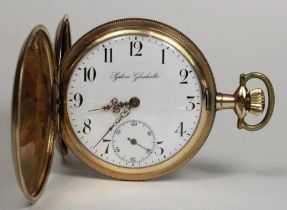 System Glashütte Herrentaschenuhr, Illinois Watch Co, USA, Golddouble, Modellnummer: 1944844. Gute