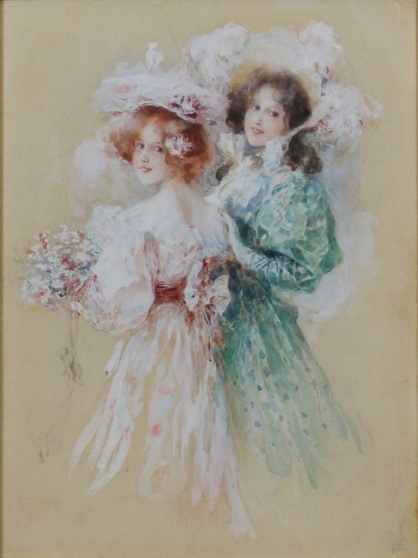 Friedrich Stahl (deutsch, 1863 - 1940), Drei Gouachen, Frauen, Aquarelle, Gouache und Deckweiß auf - Image 2 of 5