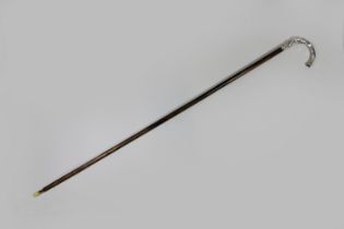 Spazierstock, Jugendstil, Griff Meerjungfrau: 800er Silber, Punze verputzt, L.: 95 cm. Guter, alter