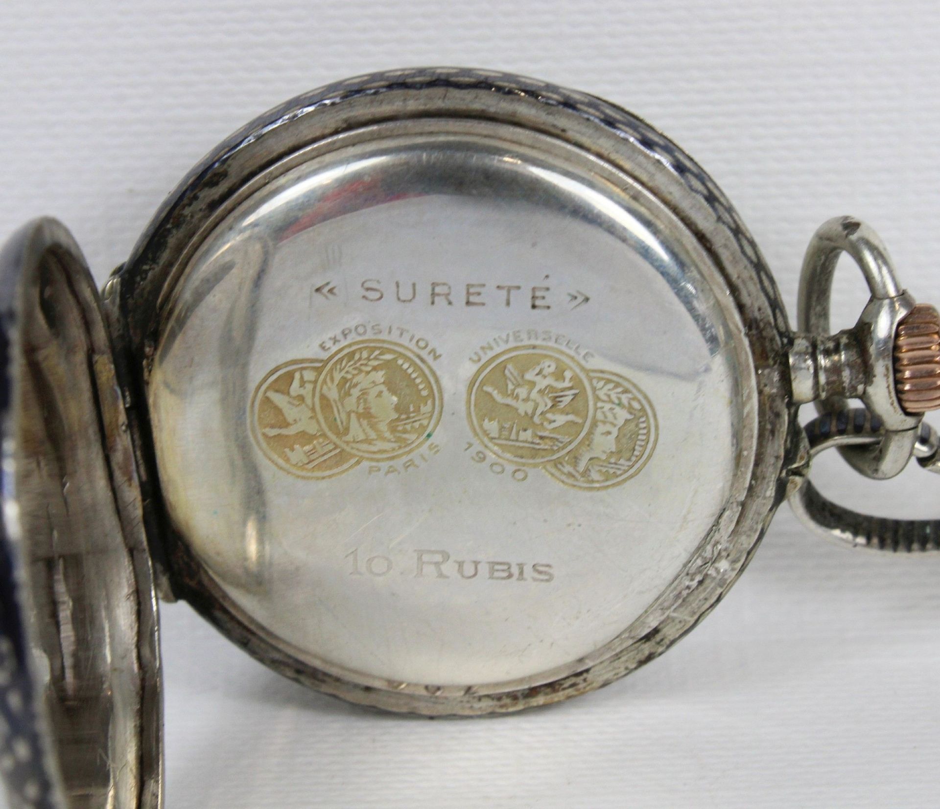 Surete Damenuhr, Silber, in Nielotechnick, Modelnummer: 120, Gewicht: 42,21. Guter Zustand, Uhr läu - Bild 3 aus 5