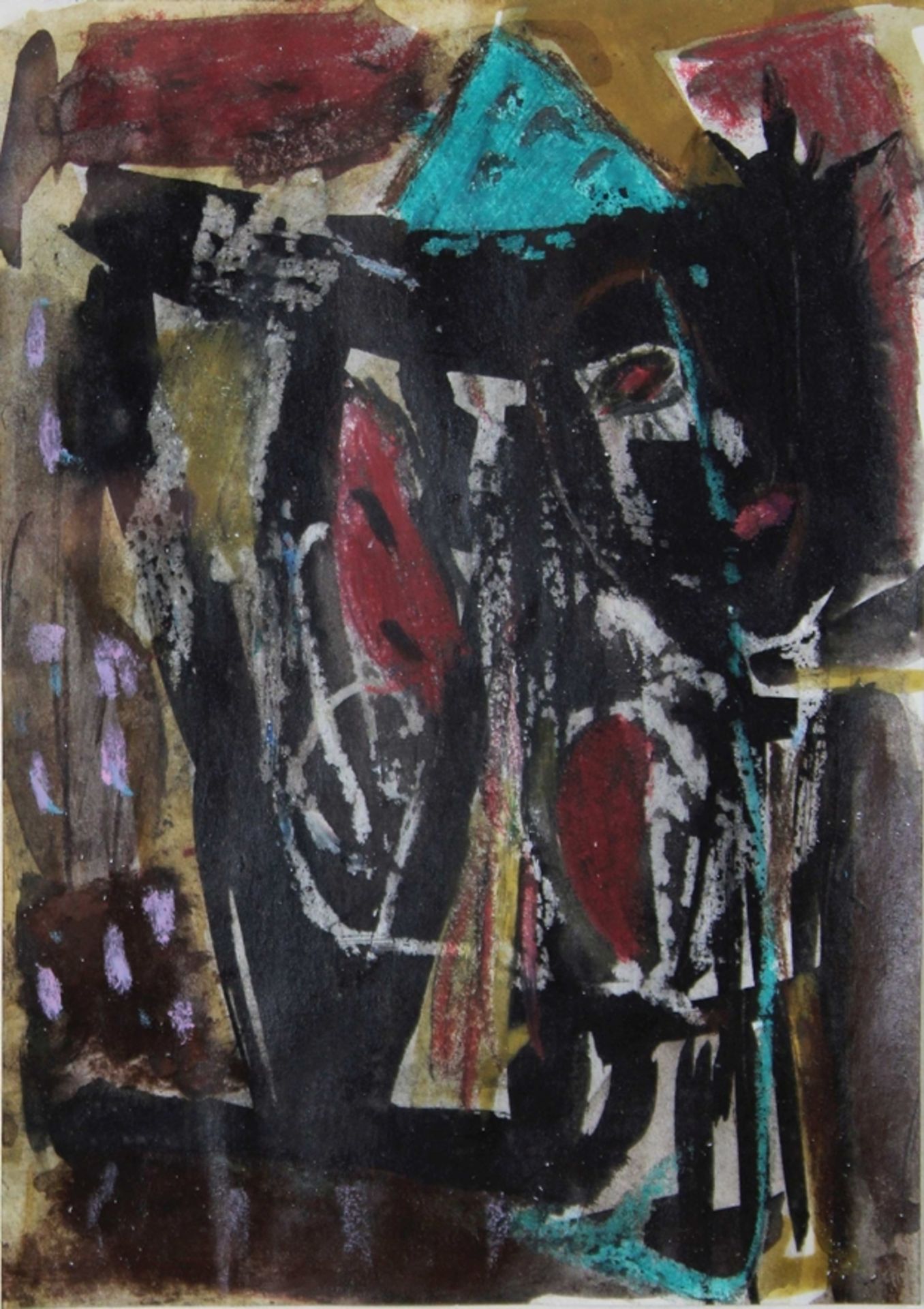 Michel Fraile (geb. 1961), dunkle Gestalten, 1988, Aquarell, unsigniert, Lichtmaß: 14,5 x 10,3 cm,