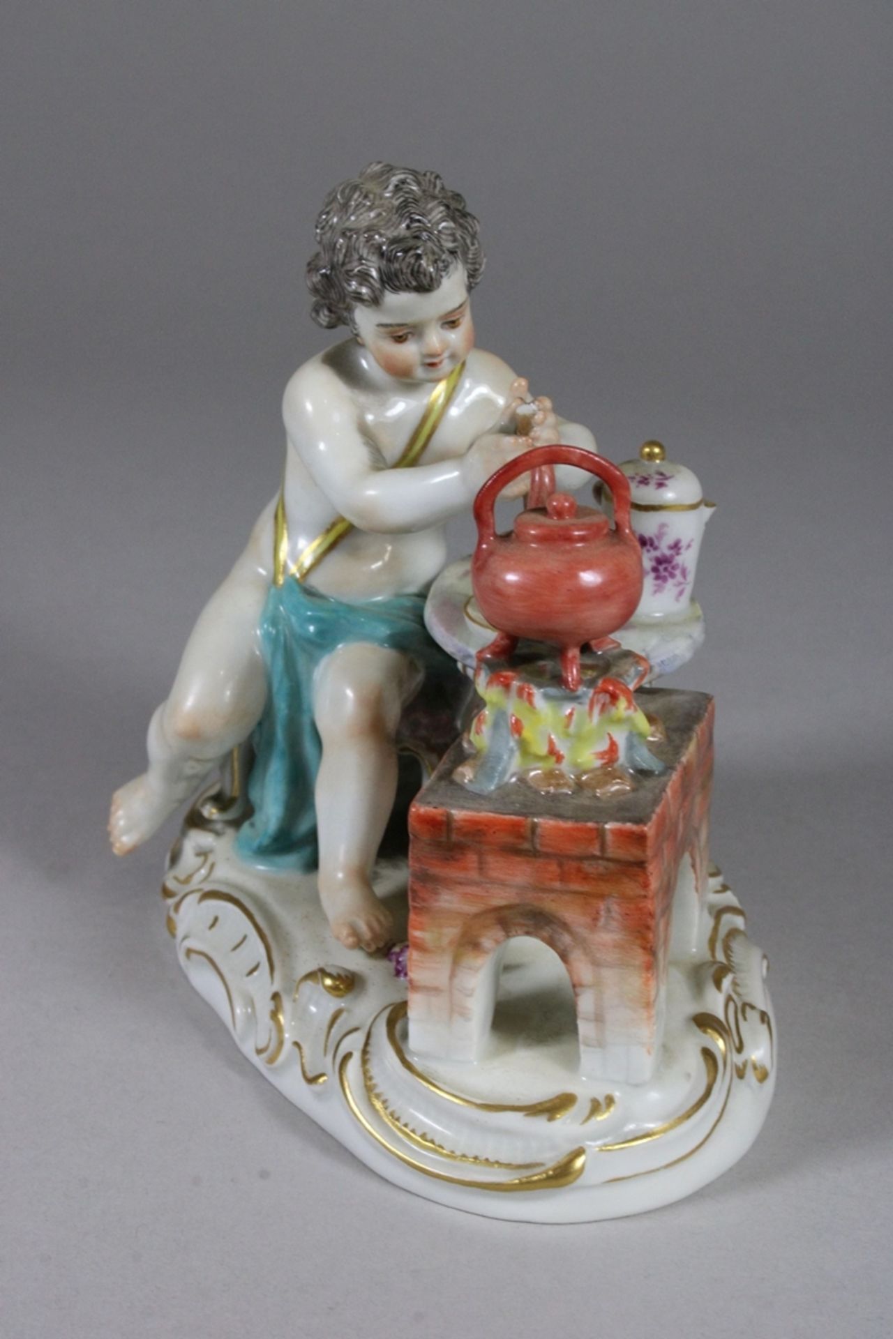 Porzellanfigur, Feuer, Die Vier Elemente, Meissen, 1. Wahl, um 1860-1924. Entwurf um 1770 von Johan - Bild 2 aus 6