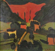Karl Schmidt-Rottluff (deutsch, 1884 - 1976), Norwegische Landschaft, 1911, Druck, Verlag: Der Diet