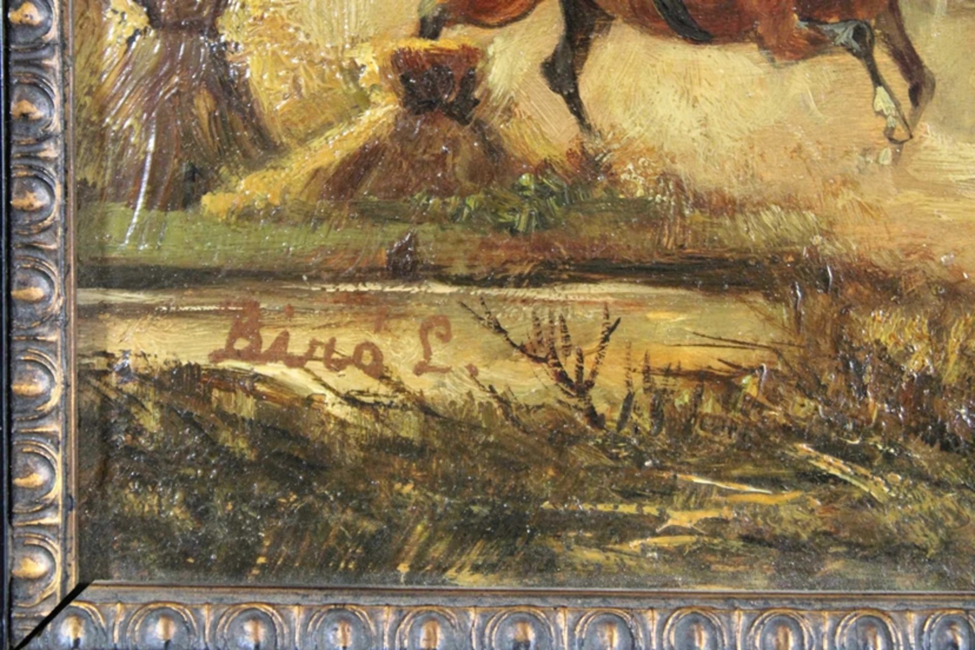 L. Bira, Paar Gemälde, Zigeunerlager, Öl auf Holz, unten signiert, Lichtmaß: ca. 19 x 30 cm, Rahmen - Image 7 of 7