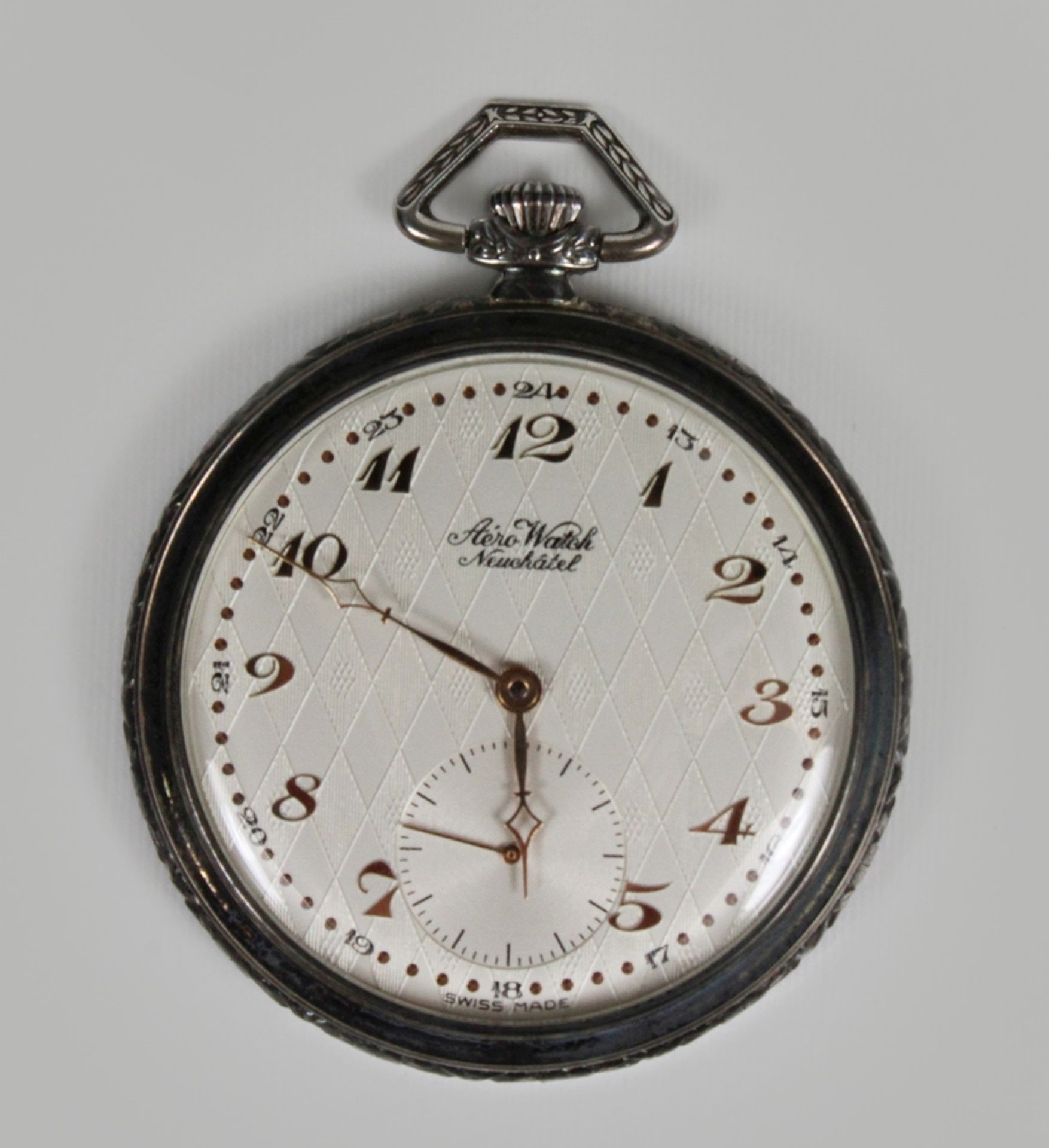 Aero Watch Neuchatel Herrentaschenuhr, Silber, Gewicht: 85 g. Guter Zustand, Uhr läuft.