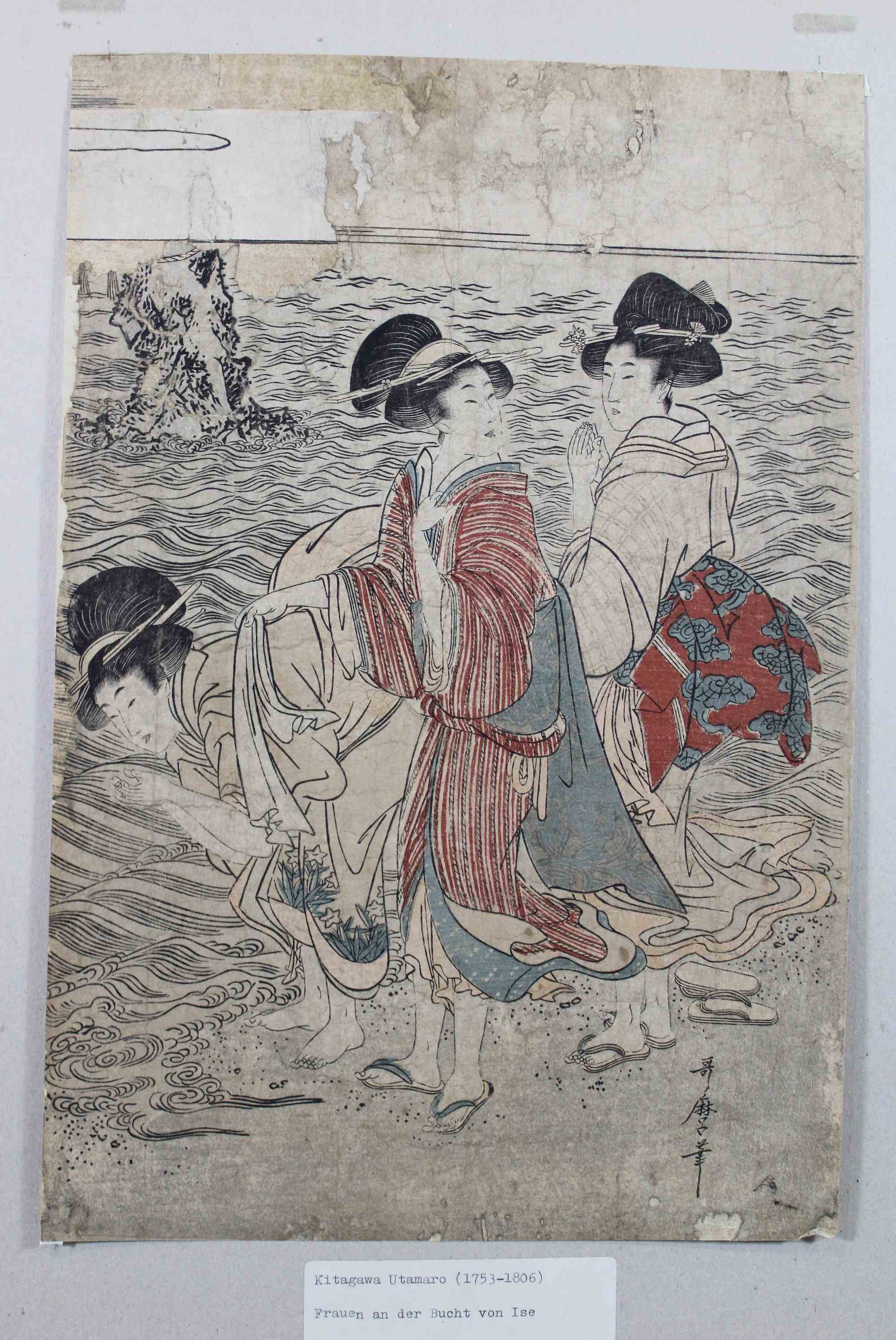 Kitagawa Utamaro (japanisch, 1753 - 1806), Frauen am Strand von Futami-ga-ura, Japan, Edo-Zeit, frü - Image 2 of 4