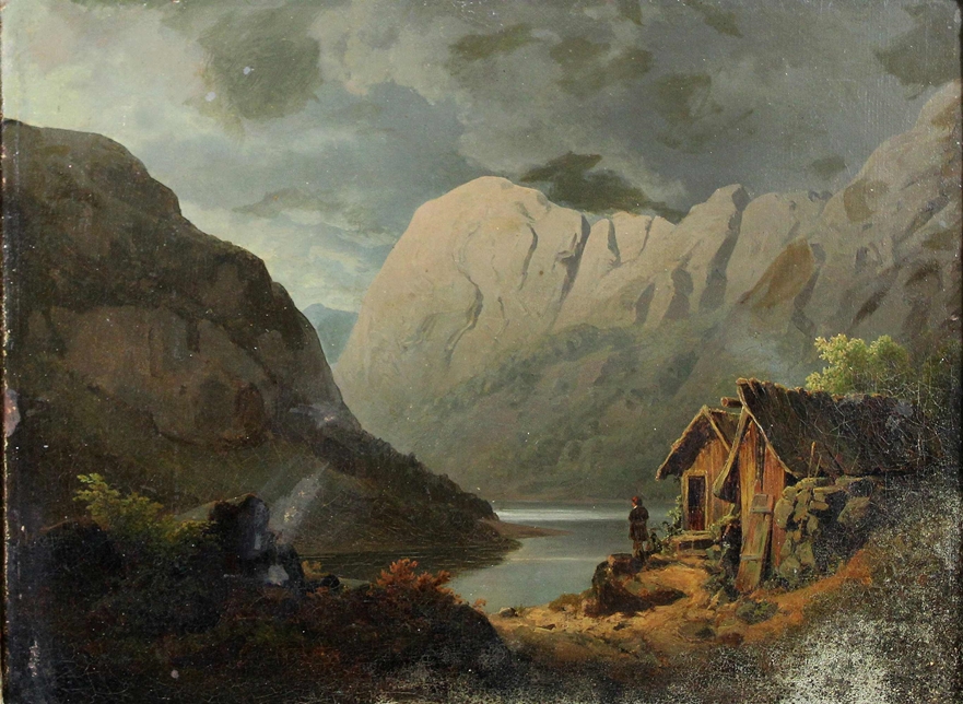 In der Art von Art Andreas Achenbach (deutsch, 1815 - 1910), Berglandschaft, um 19. Jh., Öl auf Le