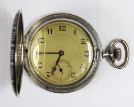 Silberne Herrentaschenuhr, 800er Silber, Punze: Halbmond und Krone, in Nielotechnik, Modellnummer: