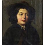 Unbekannter Künstler, Porträt eines jungen Mannes, um 19. Jh., Öl auf Leinwand, unsigniert, Lichtma