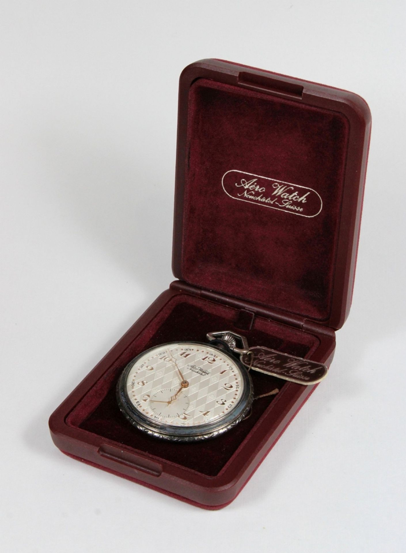 Aero Watch Neuchatel Herrentaschenuhr, Silber, Gewicht: 85 g. Guter Zustand, Uhr läuft. - Bild 3 aus 3