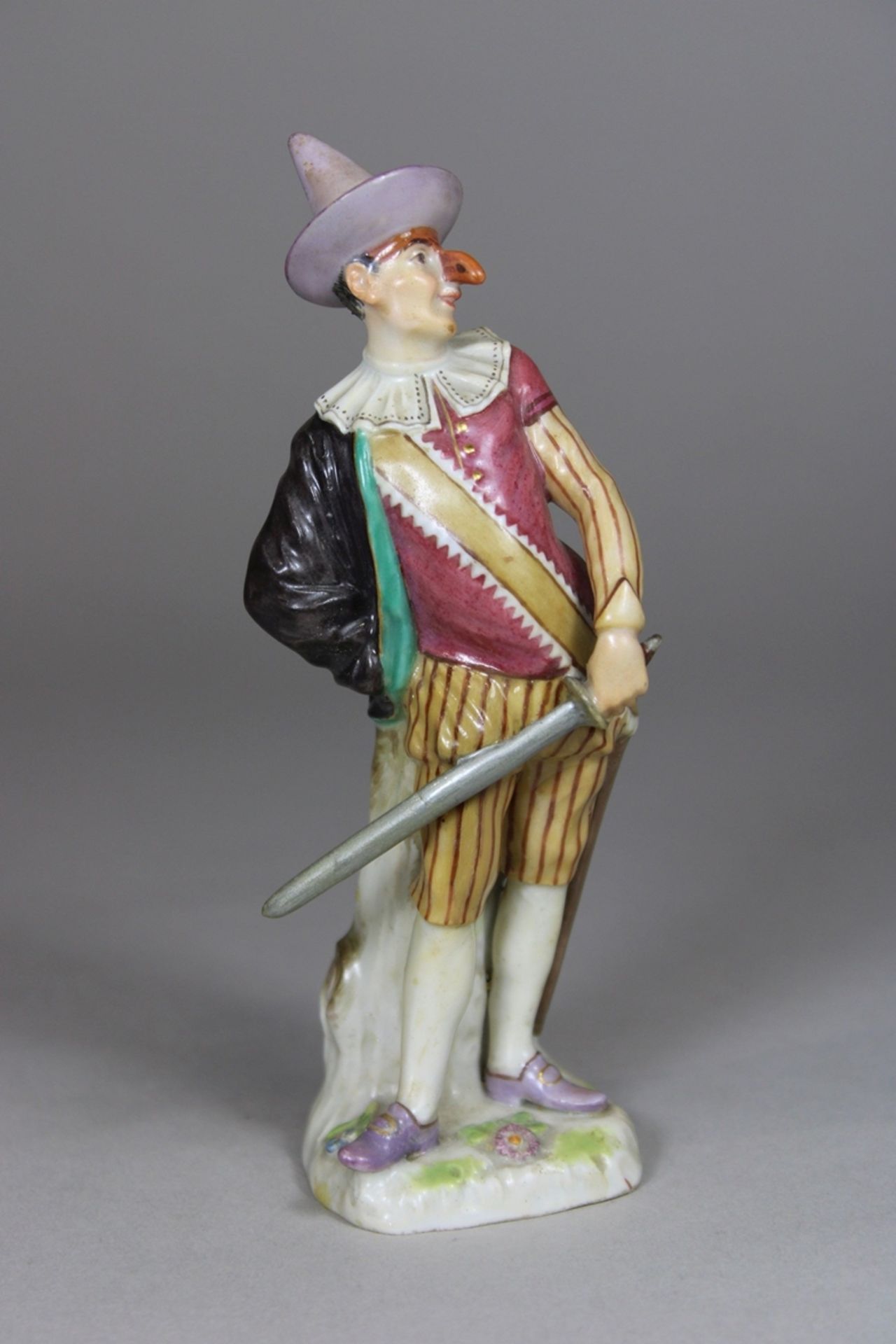 Porzellanfigur, Giangurgolo, Commedia dell Arte, Meißen, 1. Wahl, 2. Hälfte des 19. Jh., Model: 116