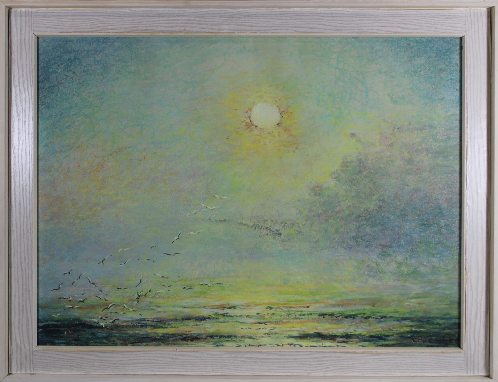 C. Paeschke, Seelandschaft, 1958, Pastell, unten rechts signiert und datiert, Lichtmaß: 52 x 71 cm, - Bild 2 aus 3