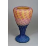Vase, Daum Nancy, 1. Hälfte 20. Jh., Überfangglas mit dichten orangen und blauen Farbpulvereinschme