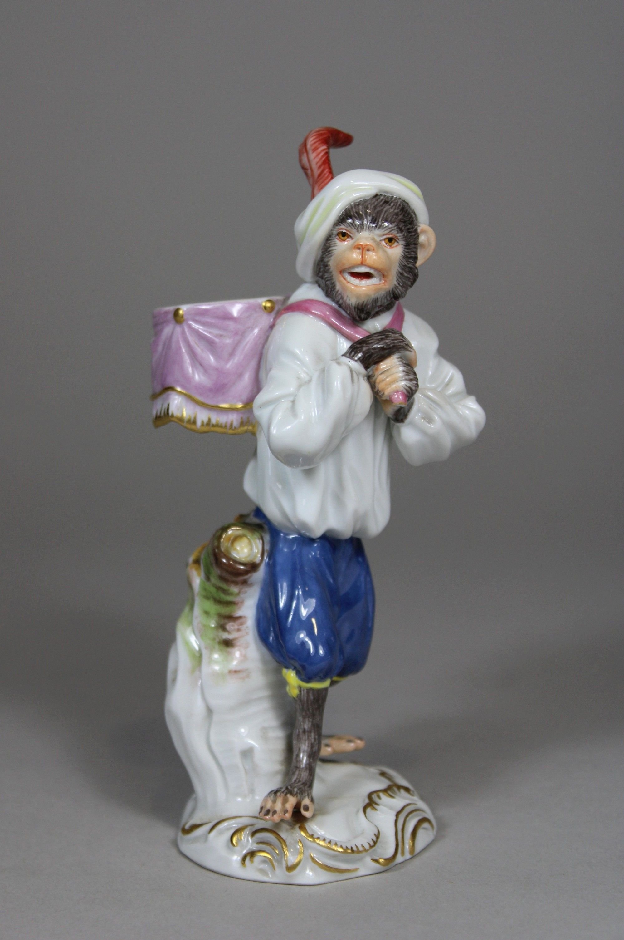 Porzellanfigur, Paukenträger, Affenkapelle, Meissen, Schwertermarke, 1. Wahl, Entwurf: Johann Joach