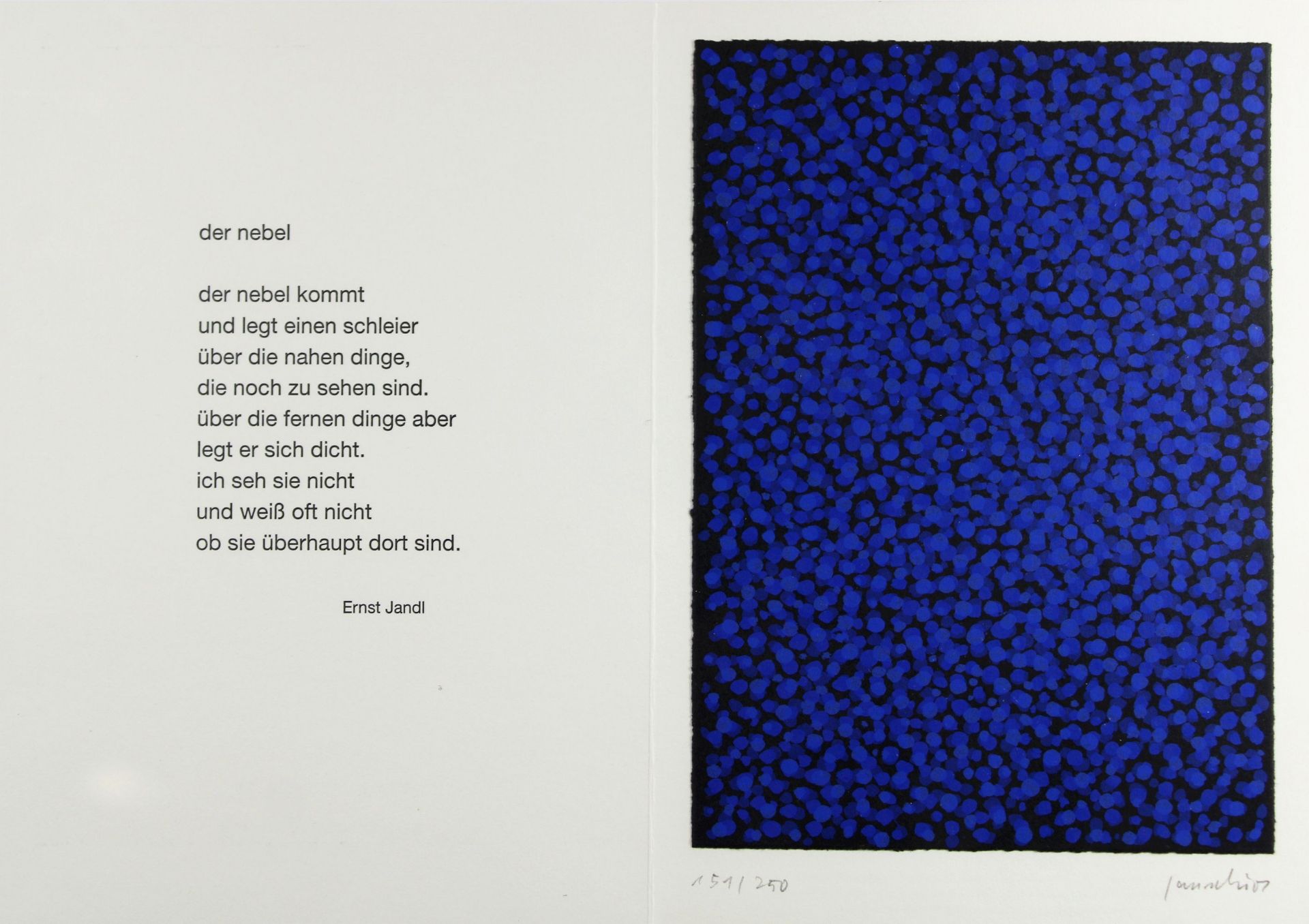 Kuno Gonschior (deutsch, 1935 - 2010), Komposition mit blauen Punkten, Farbserigrafie auf Papier, u