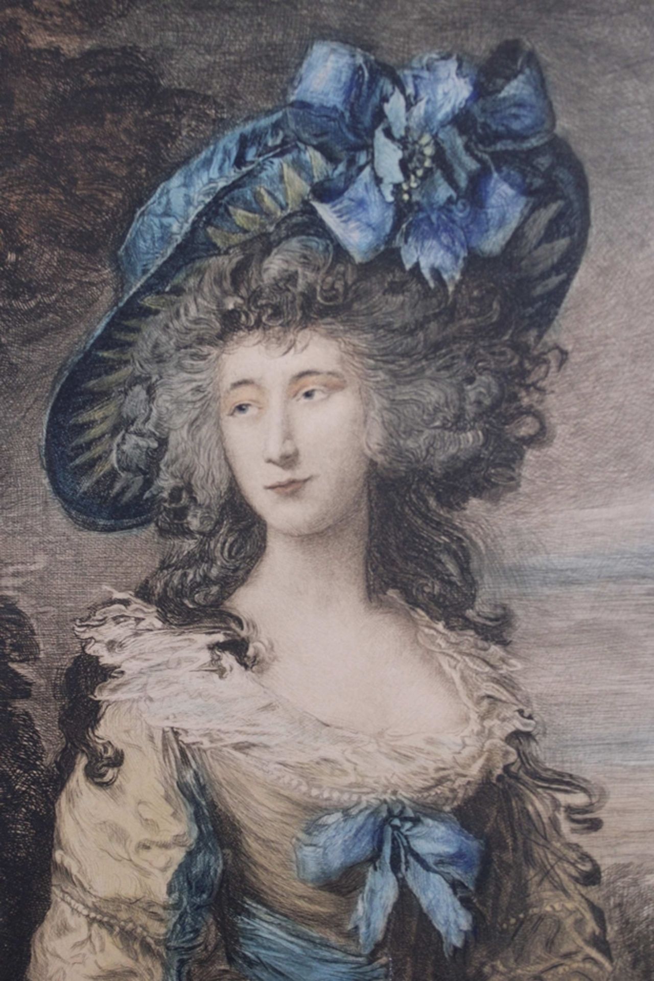 M. Slorke, Porträt von Miss Elisabeth Ann Lindley, Farbradierung nach dem Bild von Thomas Gainsboro - Bild 2 aus 3
