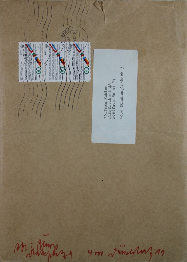 Joseph Beuys (deutsch, 1921 - 1986), Briefumschlag mit alter Absenderadresse, Drakeplatz 4, 4008 Dü