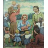 Unbekannter Künstler, Frauen, um 1910-1920, Öl auf Leinwand, unsigniert, Lichtmaß: 93 x 79,5 cm, Ra