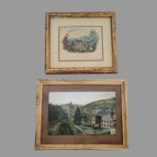Zwei Zeichnungen mit Ansicht des Ursulinen-Klosters in Monschau