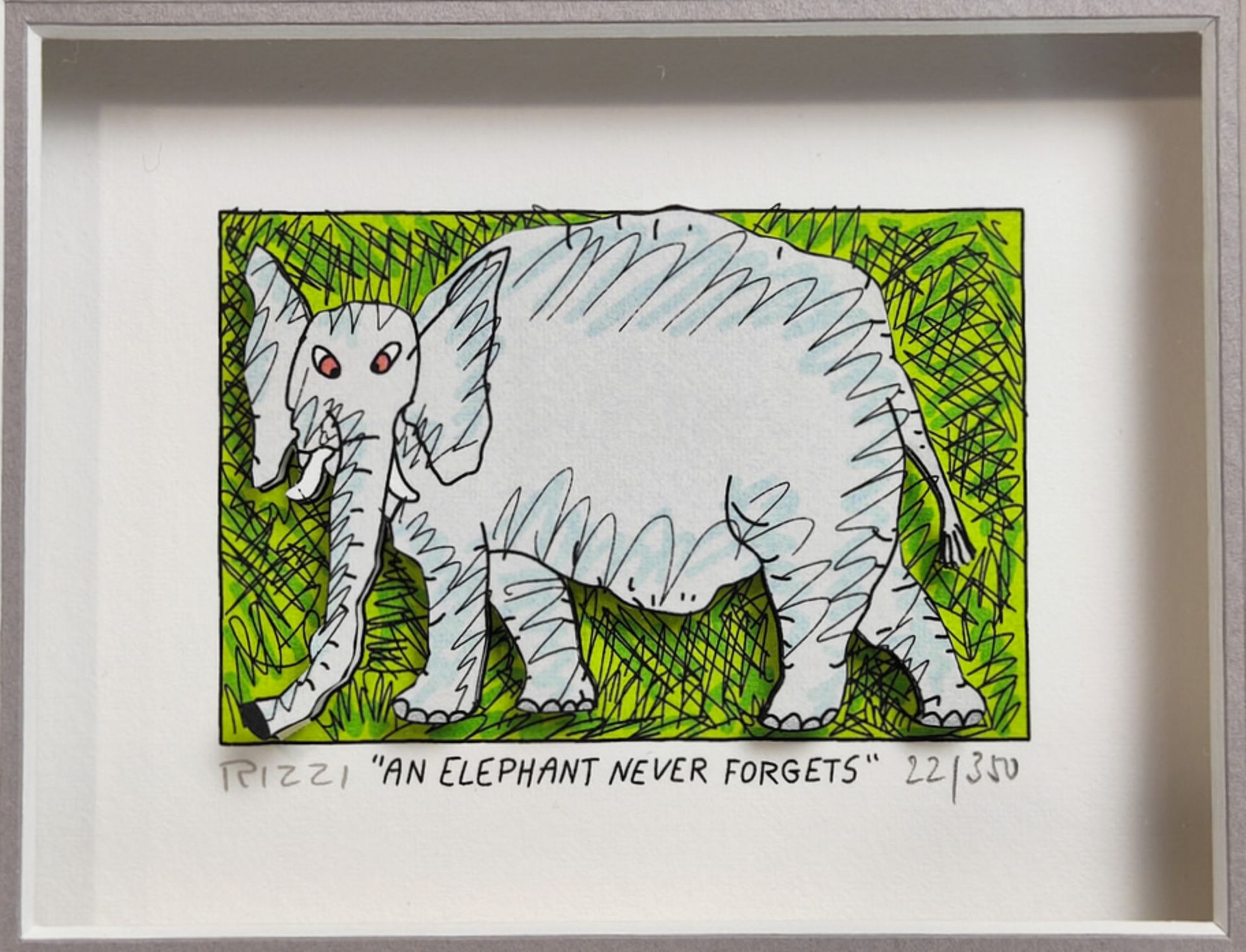 James Rizzi (1950-2011) 3-D Grafik "An elephant never forgets" lim. 22/350 - Bild 2 aus 5