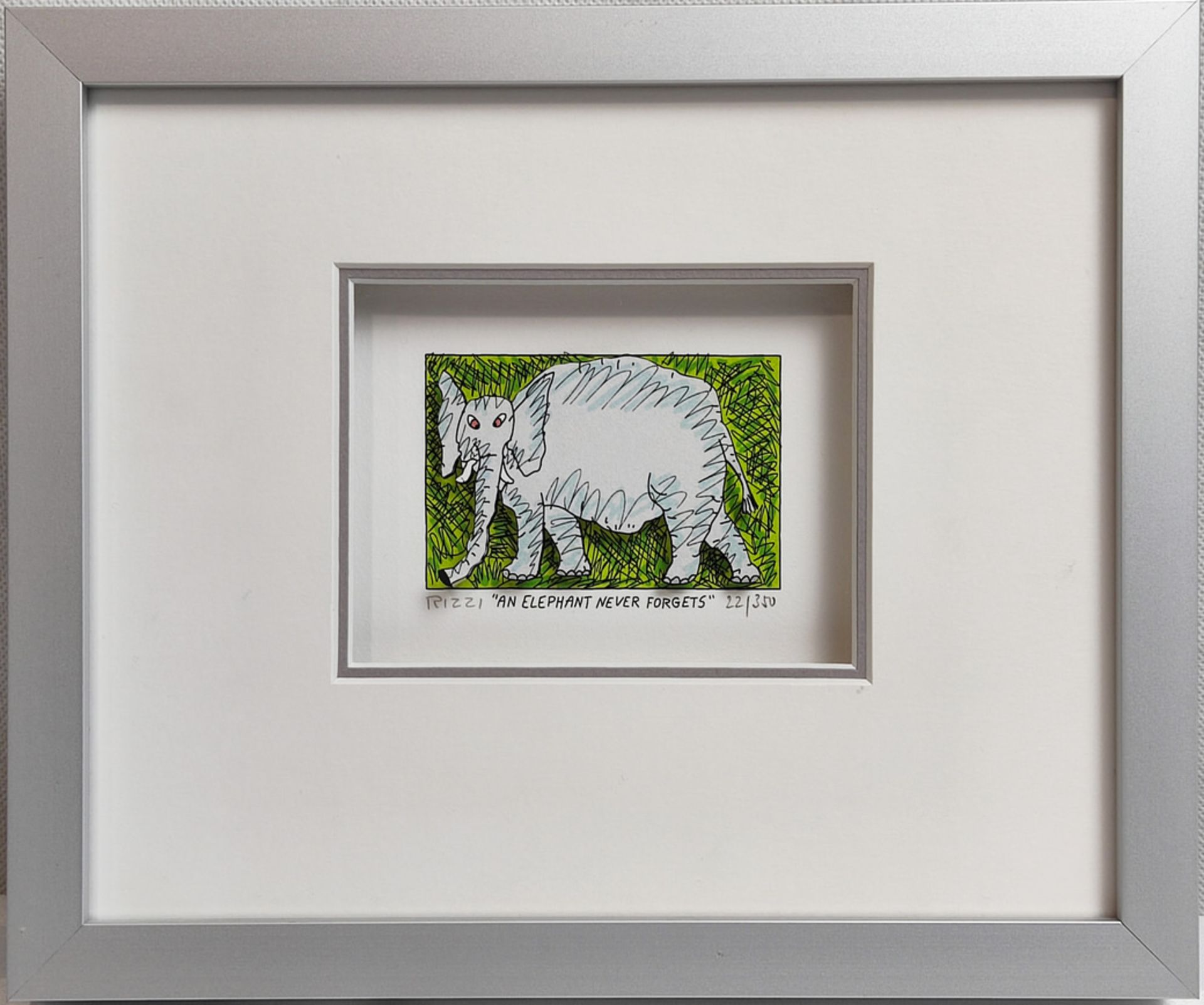 James Rizzi (1950-2011) 3-D Grafik "An elephant never forgets" lim. 22/350