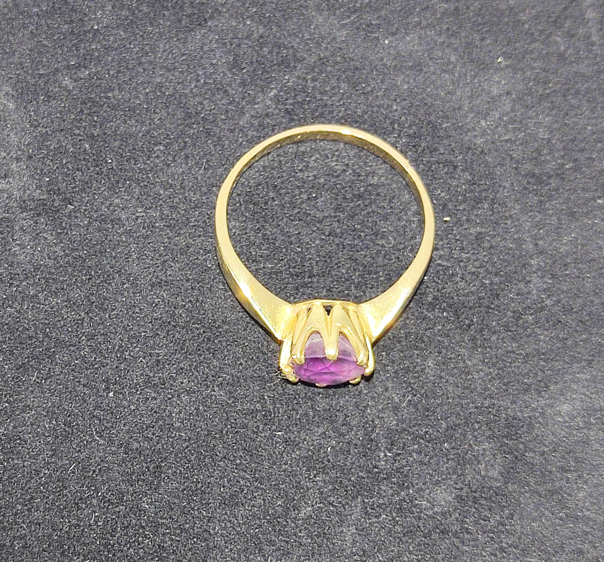 Ring mit Solitär Amethyst, Gelbgold 585, Gr. 57, Ø 9 mm, h: 6 mm - Bild 2 aus 2