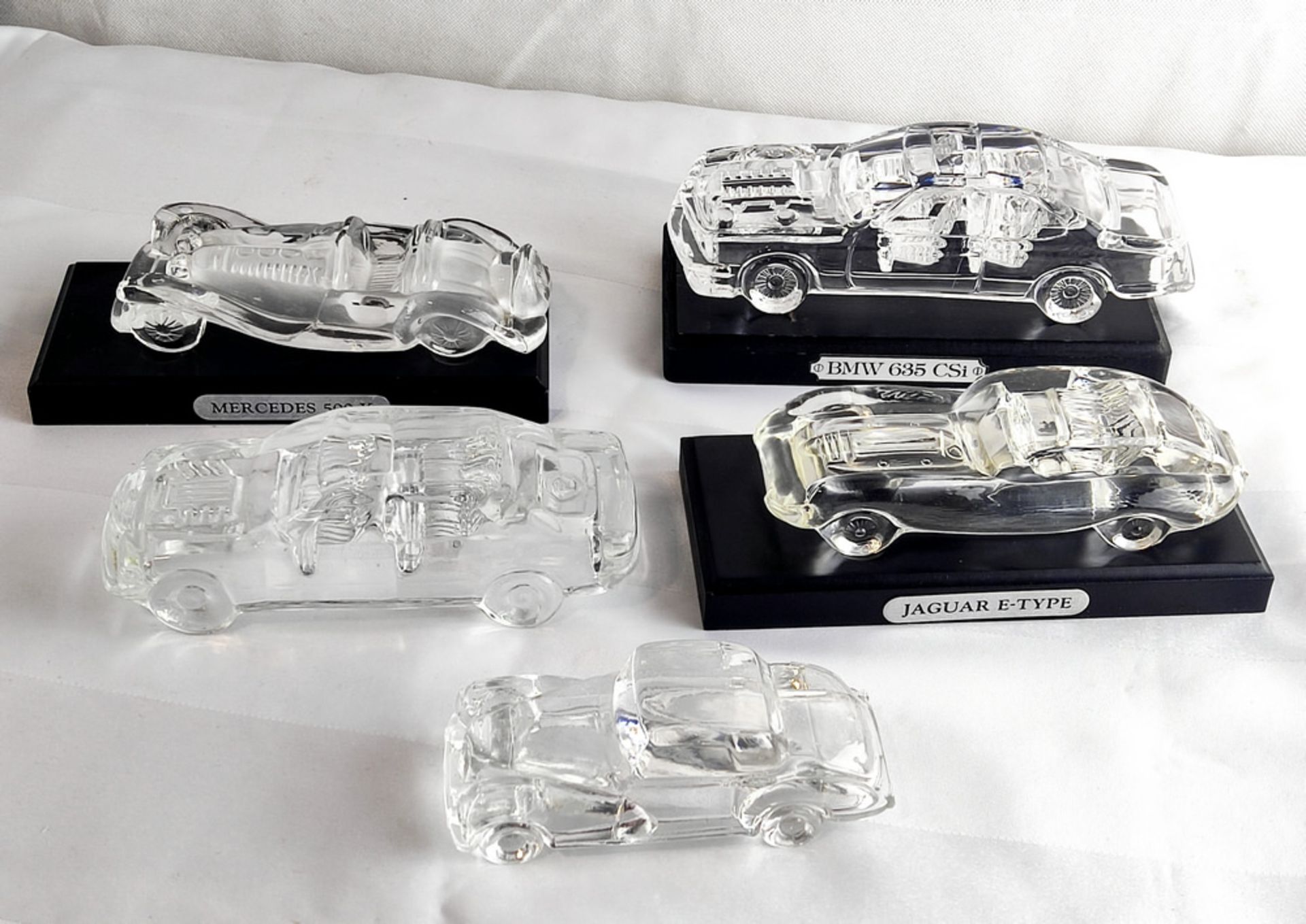 5 Modellautos Kristallglas "Magic Cristal Serie" Hofbauer 1987