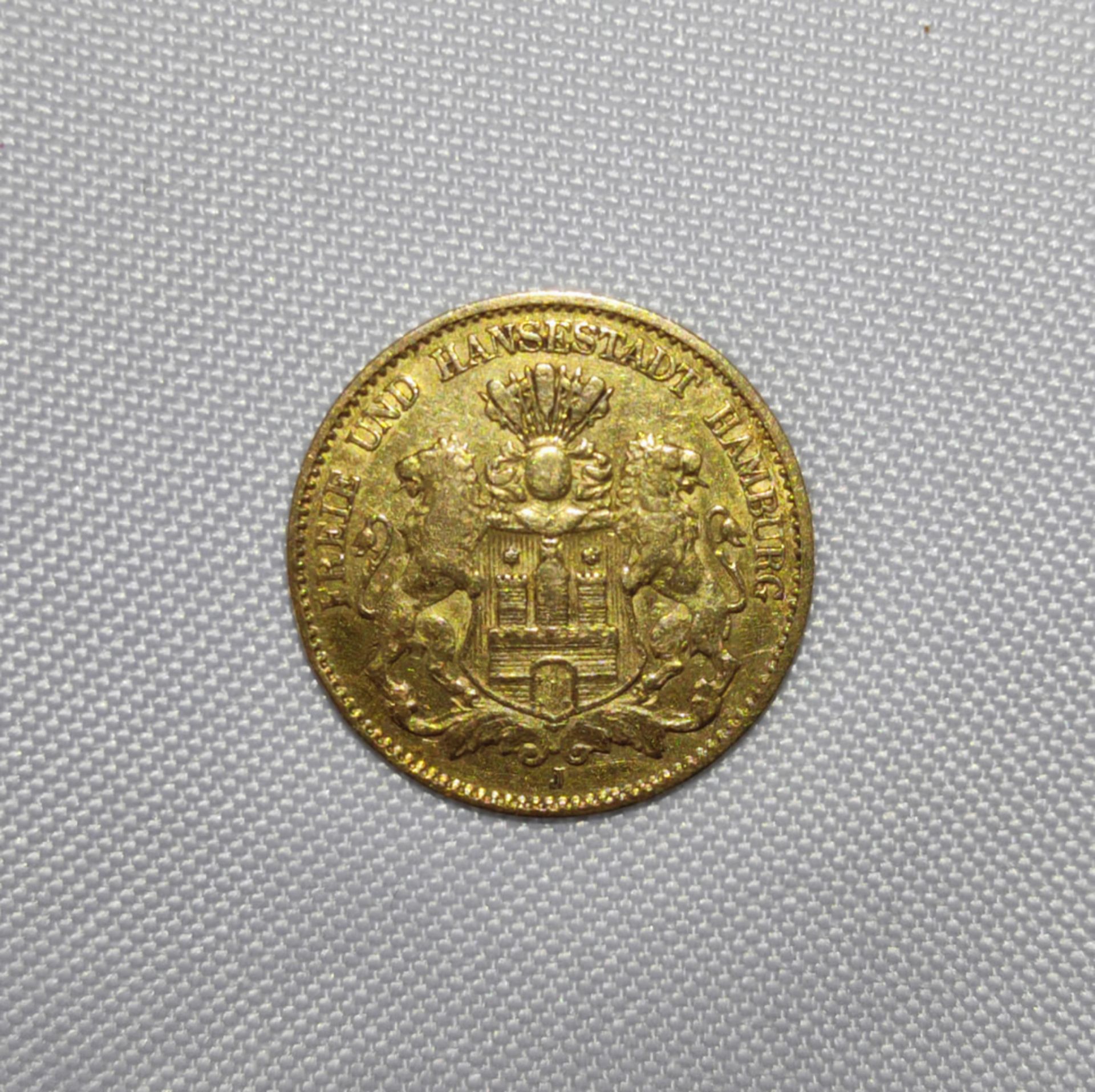 Goldmünze, 10 Mark Deutsches Reich 1880 J, Freie und Hansestadt Hamburg