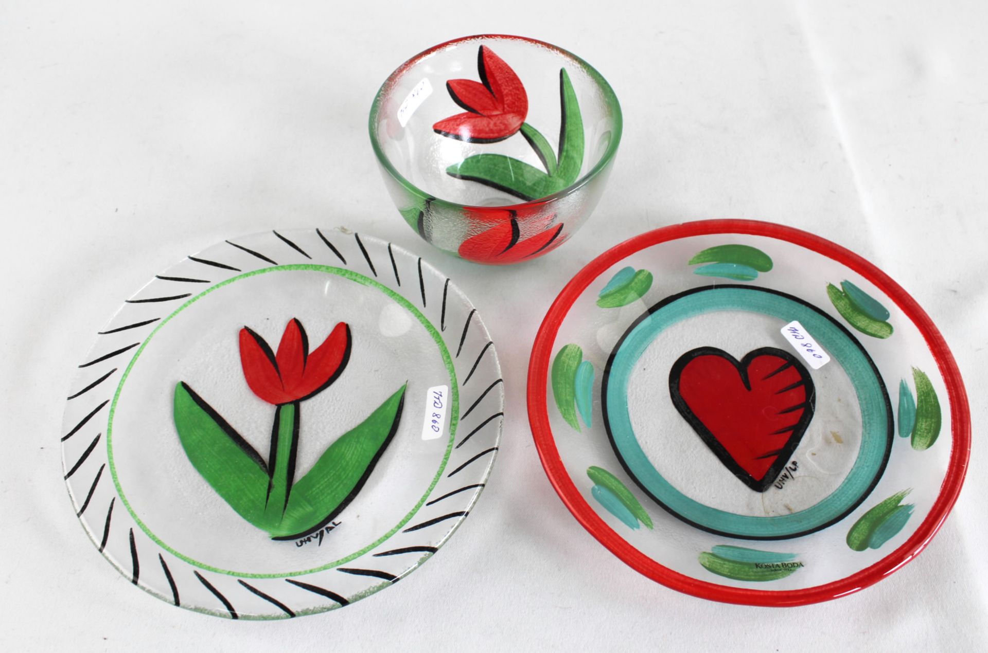 Kosta Boda, Serien Tulipa u. Hearts, 3 Teile