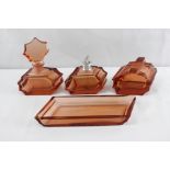 Art Deco 4-teilig.Toilettenset aus Glas