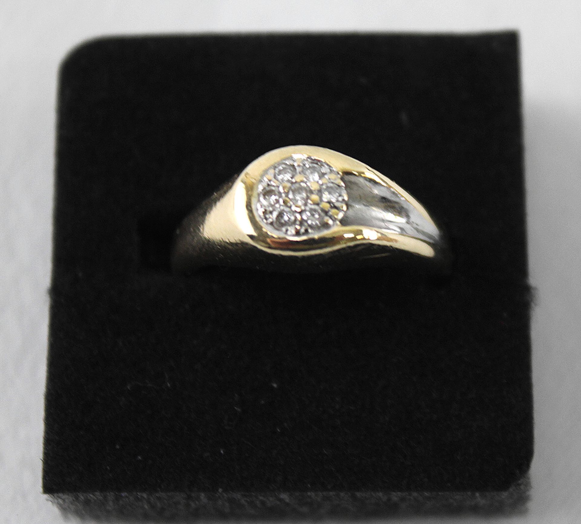 Ring mit kleinen Brillanten, Gr. 57, 585er Gelbgold