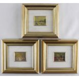 3 Miniaturen, Kunstlithographien auf Goldfolie 23 Karat,, 12,5x12,5cm