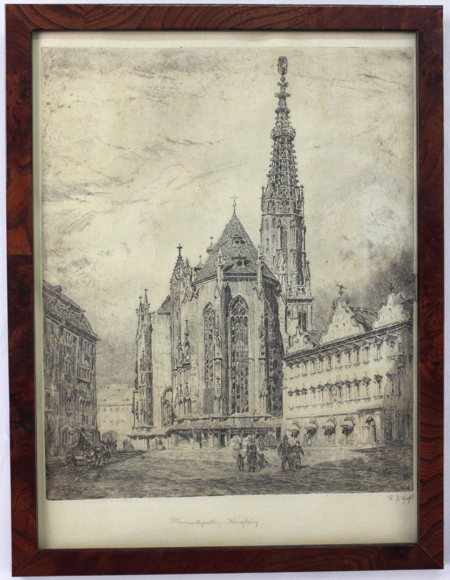 Radierung, sign. R.F. Hecht, 'Marienkapelle Würzburg'