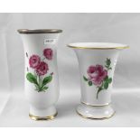 3 Meissen Vasen, Blumendekore/Weißporzellan
