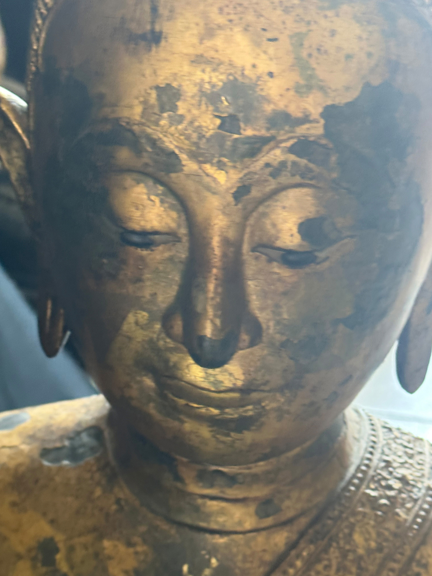 Mönch, Rattanakosin. Bronze mit Vergoldung. Thailand, 19. Jh., H 75 cm. Monk, rattan akosin. - Image 6 of 11