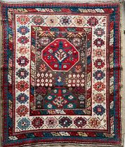 Wandteppich, Kazak, 19. Jhd., Kaukasien, 145 x 172 cm. Tapestry, Kazak, 19th century, Caucasia,