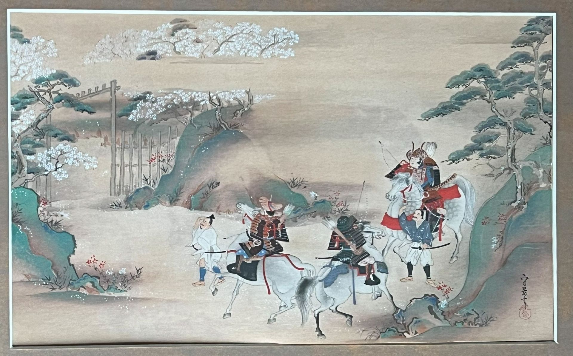 China, 19. Jh., 2 Aquarelle: Reiter- und Jagdszene, signiert, sowie Häusliche Szene, signiert, je 21 - Image 7 of 7