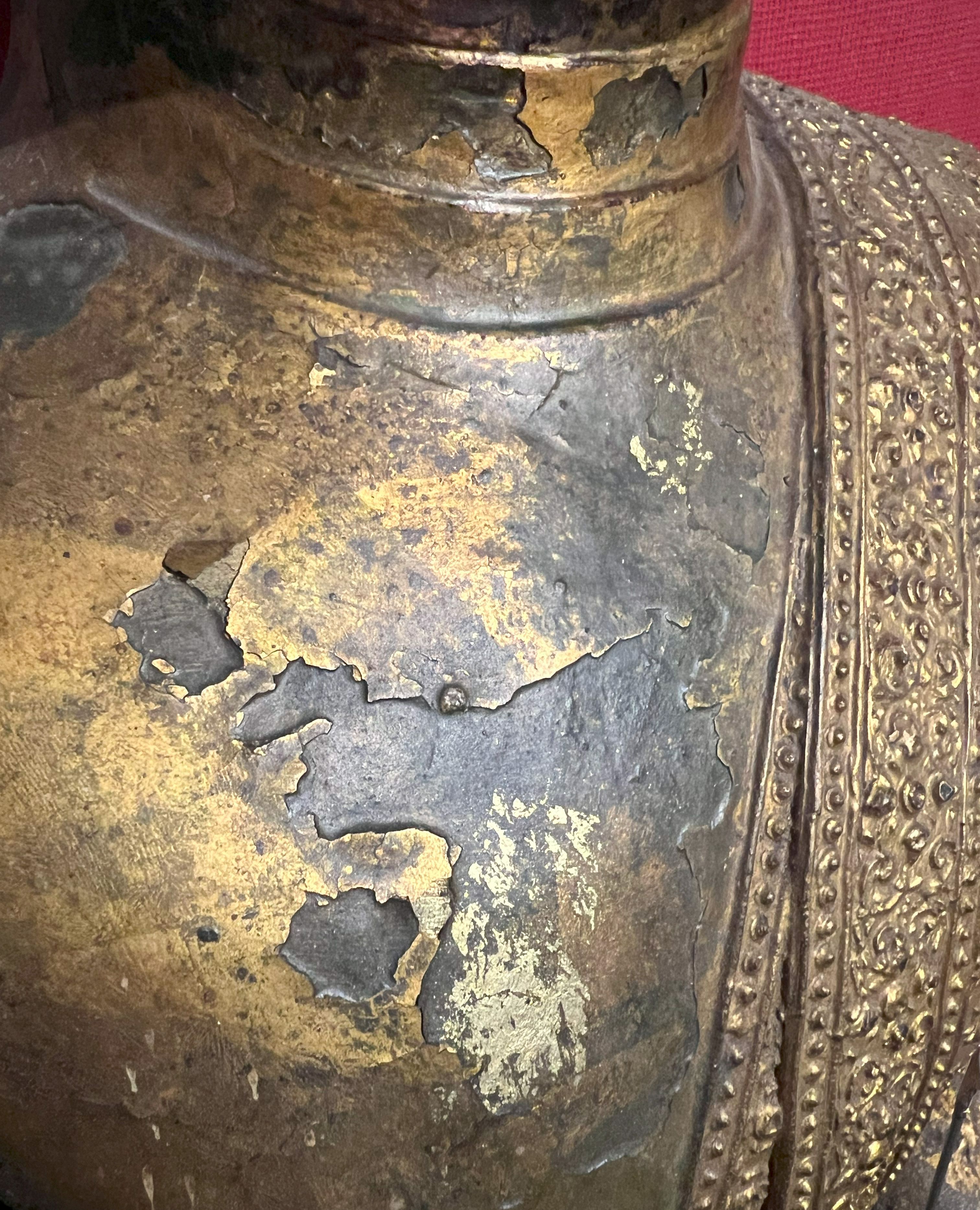 Mönch, Rattanakosin. Bronze mit Vergoldung. Thailand, 19. Jh., H 75 cm. Monk, rattan akosin. - Image 8 of 11