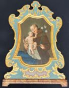 Italien, 18. Jh., Altarbild: Darstellung eines Mönchs mit dem Jesulein auf dem Arm sowie einer
