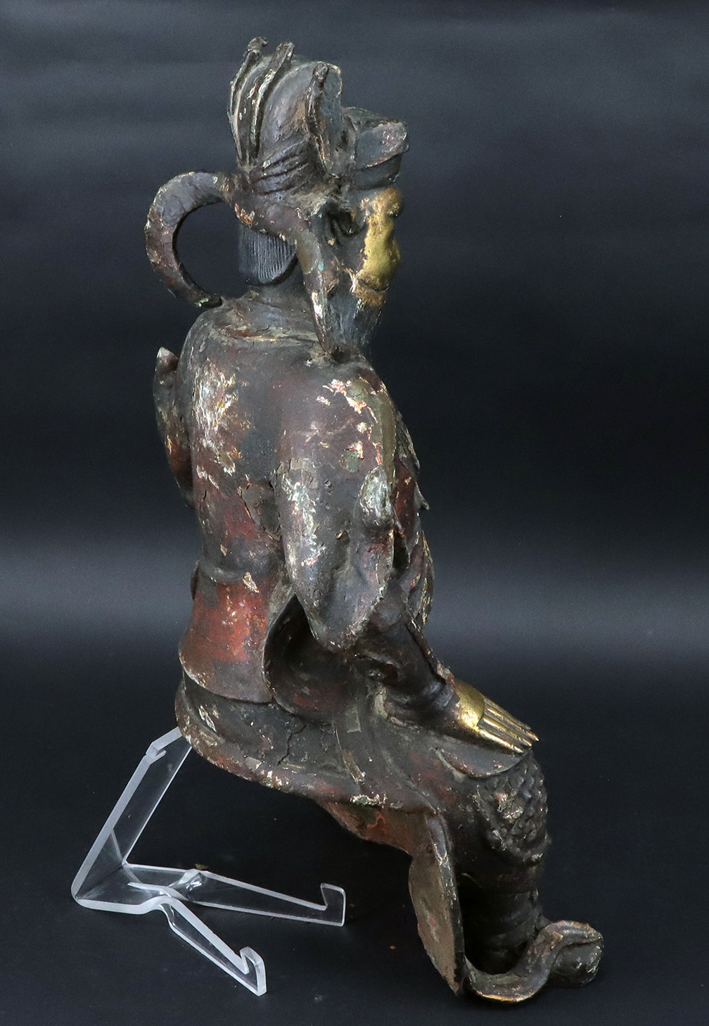 China, Ming-Zeit, 17. Jh., Guandi: Thronender Herrscher, Bronze mit Feuervergoldung und originaler - Image 3 of 25