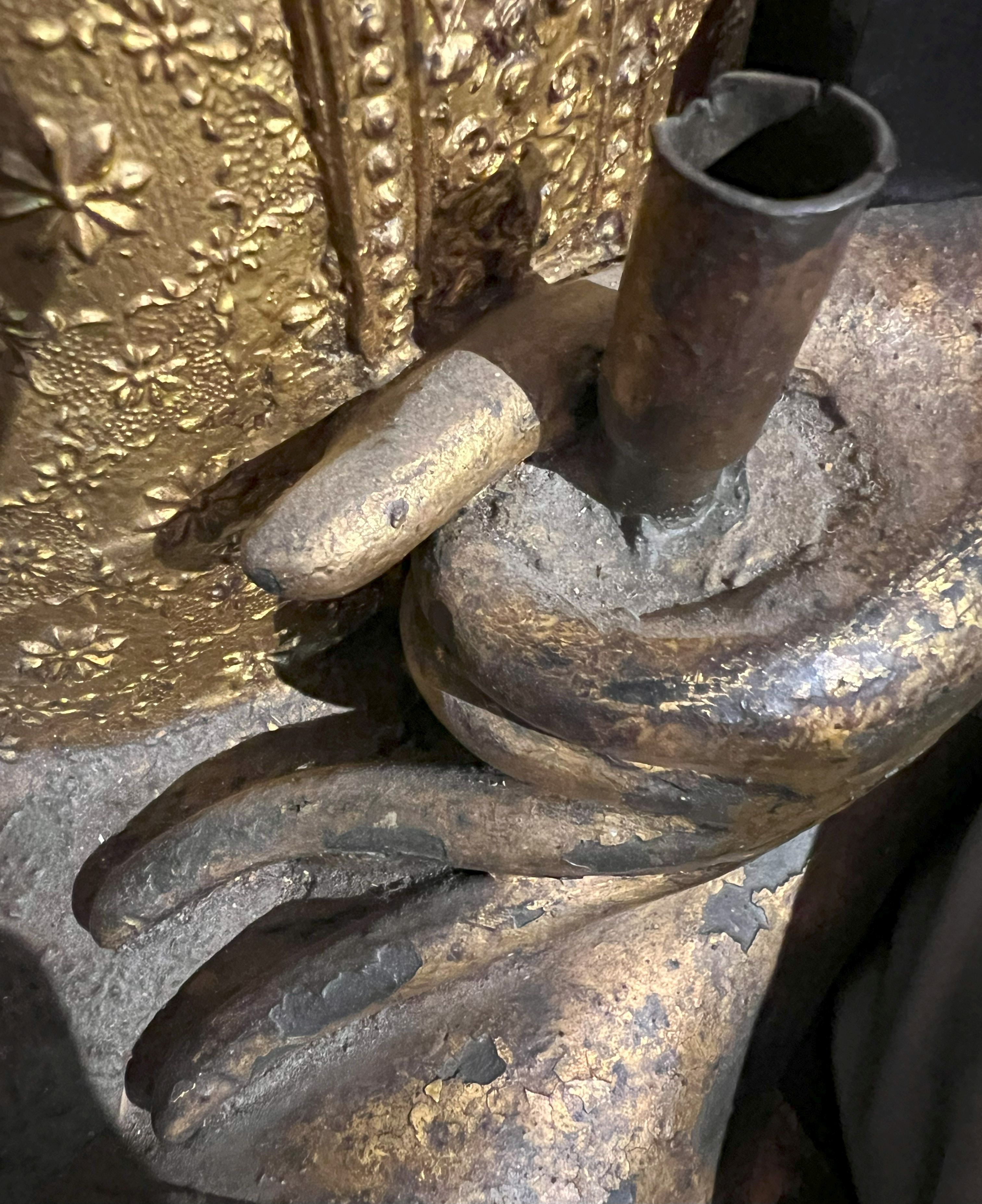 Mönch, Rattanakosin. Bronze mit Vergoldung. Thailand, 19. Jh., H 75 cm. Monk, rattan akosin. - Image 10 of 11