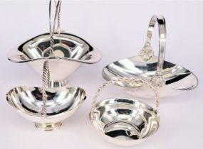 Konvolut von 4 Körbchen, davon 3 x 925er Sterling, 444 g und 1 x 835er Silber, 92 g, minimale