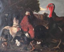 Unbekannter Künstler, 17./18. Jahrhundert, in der Art von Melchior d'Hondecoeter, Hühnerhof mit