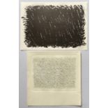 Guenther Uecker (*1930 Wendorf), zwei Graphiken: "Bewegung III", Lithographie auf dünnem Karton,